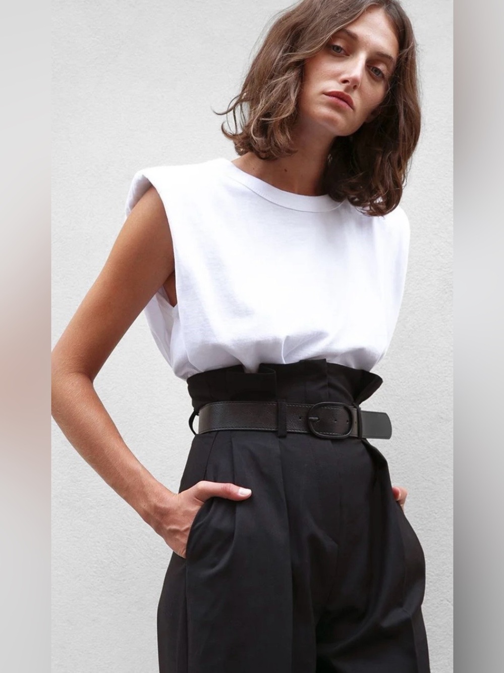 The Frankie Shop White Padded-Shoulder Muscle Tank